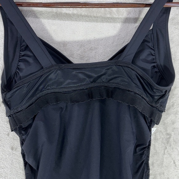 Lands' End Black Tankini Top with Ruched Sides & Ruffled Edge Size 10DDD - Picture 8 of 8